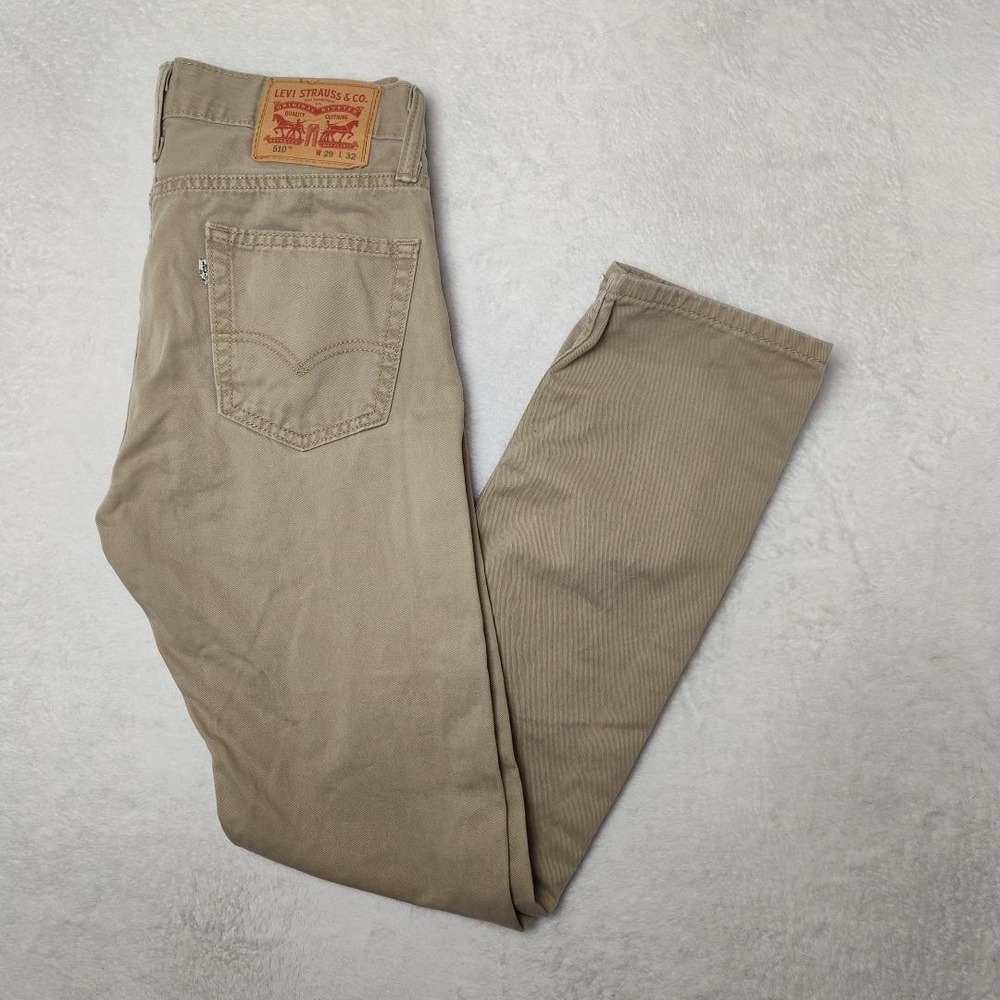 Levis 510 Jeans Mens 29x32 Beige Skinny Extra-Slim Light Wash Denim Work School